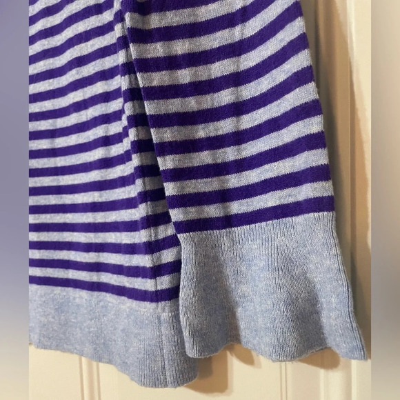 Talbots Striped Tulip Sleeve Lambswool Sweater Size Small Blue Purple EUC - Picture 3 of 6